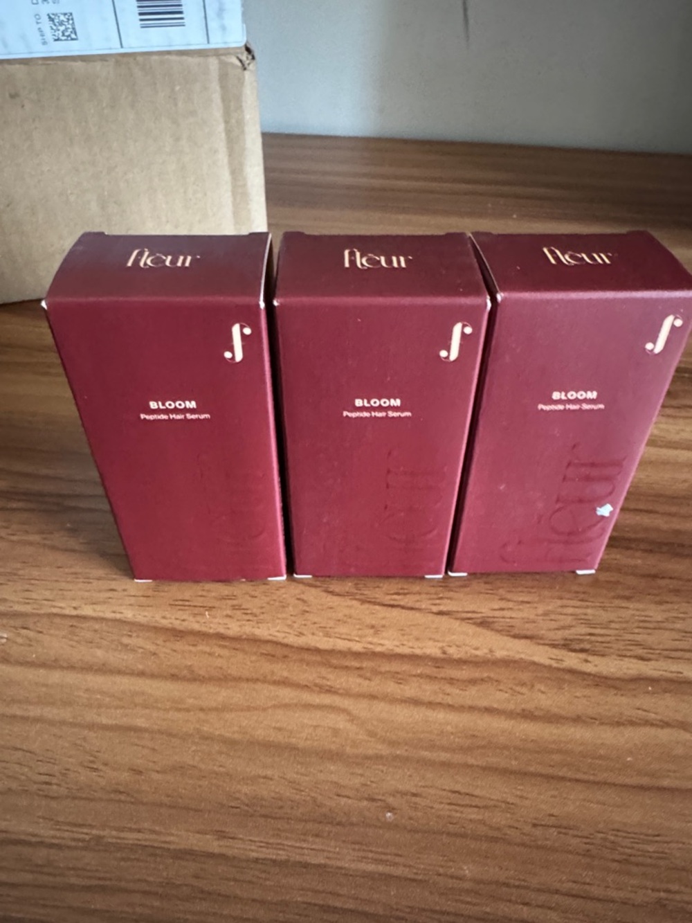 Fleur Bloom Peptide Hair Serum - Burgundy Packaging (3 Boxes)